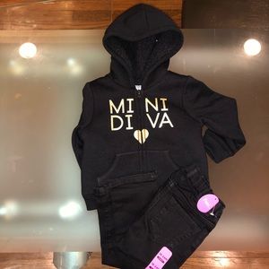 Mini Diva Hoodie / black jeans 18M -24M